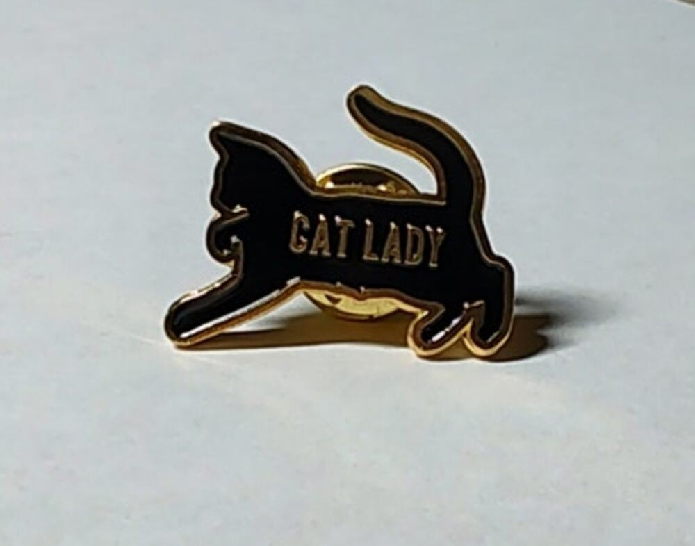Cute Black Cat Lady Pin Kitty Lapel Hat Brooch